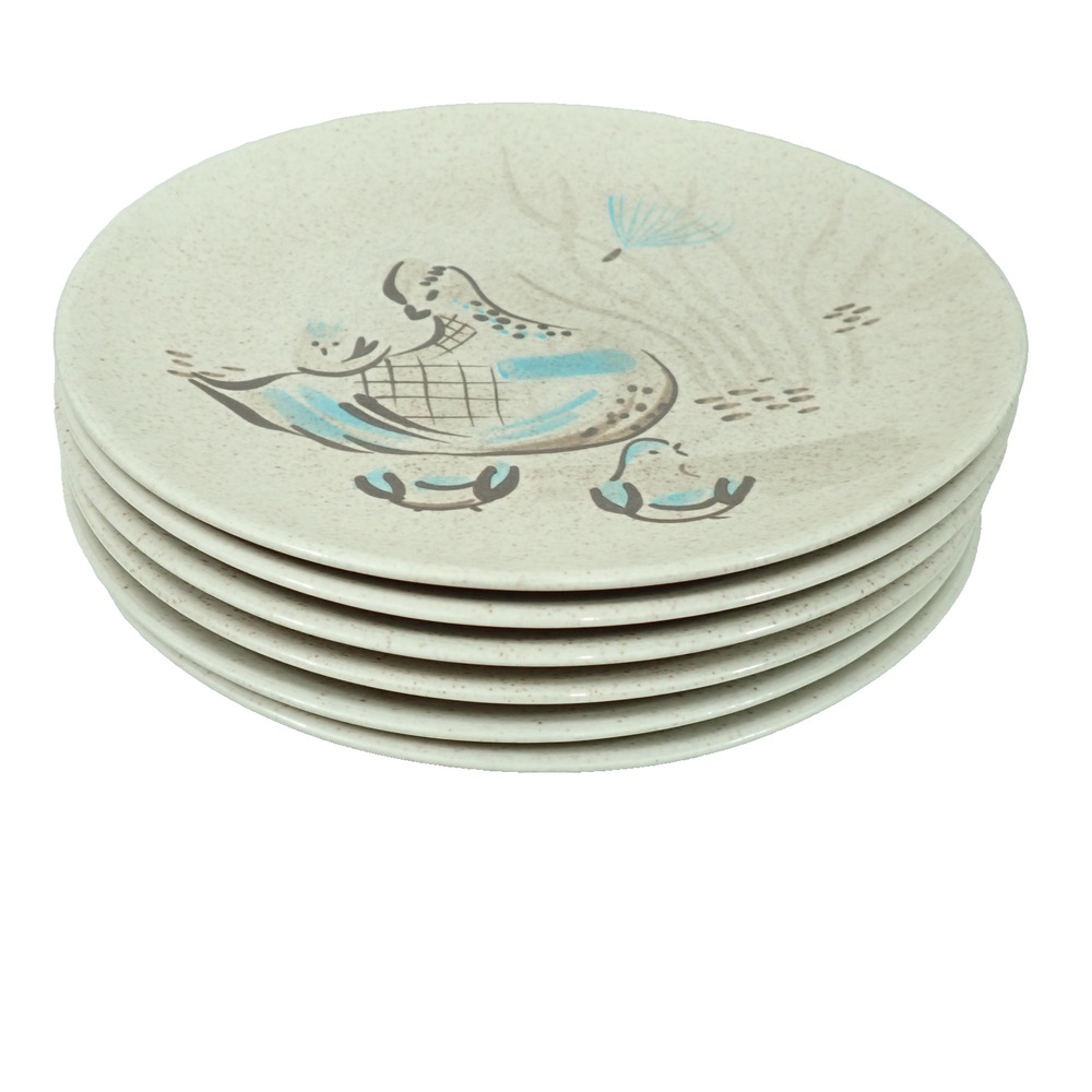 Red Wing Bob White Quail 10-7/8" Dinner Plates Lot of 6 MCM USA Pottery